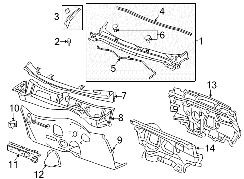 2019 GMC Terrain Cowl Insulator Diagram for 84199035