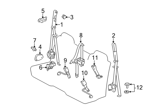 2005 Toyota Tundra Seat Belt Bracket Diagram for 61842-0C010