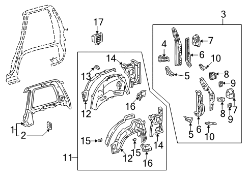 Diagram for 1997 Toyota RAV4 Inner Structure - Quarter Panel 