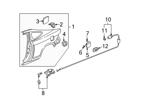 2003 Acura RSX Quarter Panel & Components Lid, Fuel Filler Diagram for 63910-S6M-000ZZ