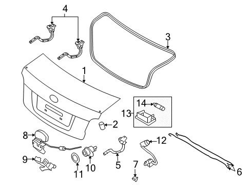 2008 Hyundai Accent Trunk Trunk Lid Lock Assembly Diagram for 81250-1EB20