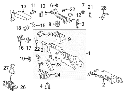 2009 Saab 9-7x Center Console Latch Diagram for 88986007