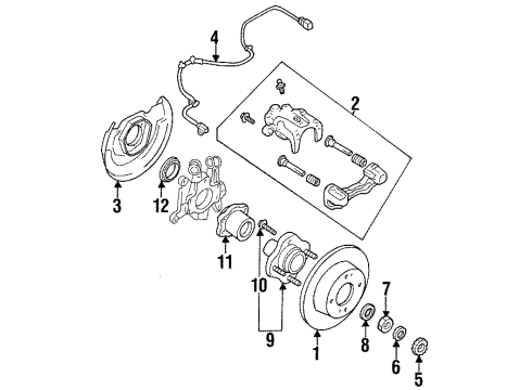 1995 Nissan 240SX Anti-Lock Brakes Sensor Assembly-Anti SKID, Front LH Diagram for 47911-80F00