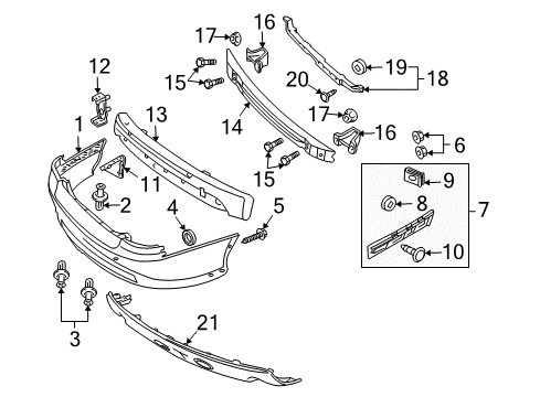 2005 Pontiac GTO Rear Bumper Guide Plate Bolt Diagram for 11069941