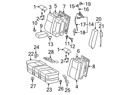 Diagram for 2005 Toyota Camry Rear Seat Components 