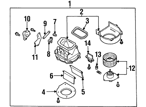 2000 Infiniti G20 Blower Motor & Fan Motor & Fan Assy-Blower Diagram for 27220-7J211