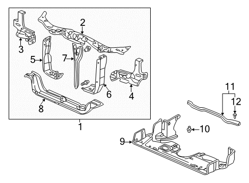 2002 Honda Odyssey Radiator Support Stay Set, Driver Side Bulkhead Side Diagram for 04611-S0X-A00ZZ