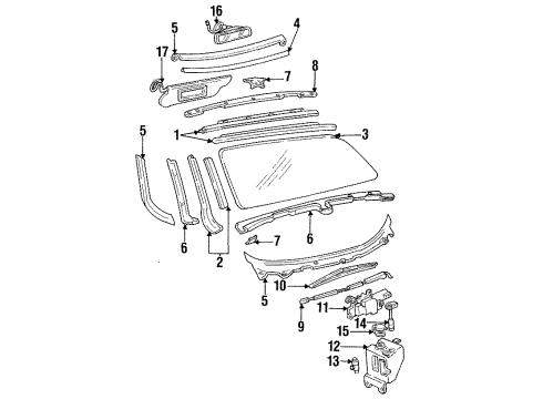 1993 Cadillac Allante Headlamp Washers/Wipers Mirror Pkg, Inside Rear View Diagram for 12498735