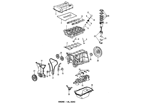1991 Saturn SC Engine Parts, Mounts, Cylinder Head & Valves, Camshaft & Timing, Oil Pan, Oil Pump, Crankshaft & Bearings, Pistons, Rings & Bearings Gasket, Camshaft Cover Diagram for 21009402
