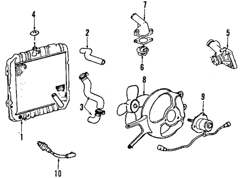 1994 Mitsubishi Precis Apron Components Hose-Radiator Lower Diagram for 25412-24020