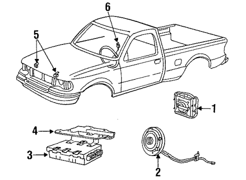 1994 Ford F-350 Air Bag Components Front Sensor Diagram for F4TZ14B004D