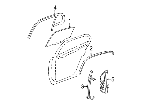 2004 Pontiac Grand Prix Rear Door Channel Asm-Rear Side Door Window Front Diagram for 15911796