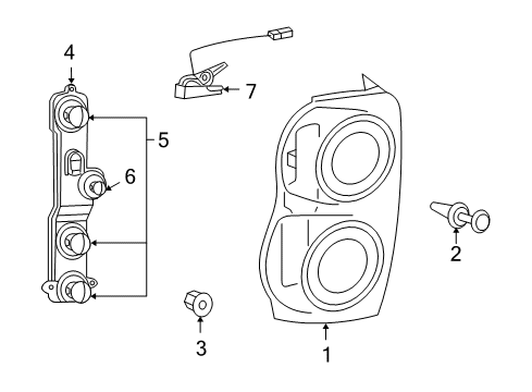 2009 Dodge Durango Tail Lamps, License Lamps Lamp-Tail Stop Backup Diagram for 5133169AI