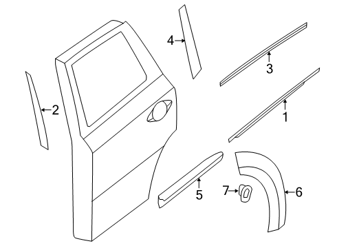 2020 Nissan Pathfinder Exterior Trim - Rear Door Tape-Rear Door Outside, LH Diagram for 82813-3KA2A