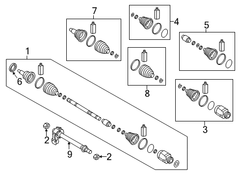 2016 Kia Optima Drive Axles - Front Joint Kit-Front Axle Differential Diagram for 49582D4300