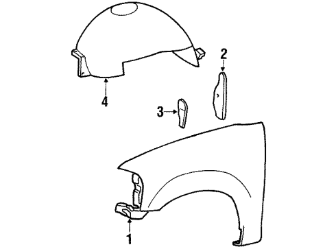 1998 Lincoln Navigator Fender & Components Splash Shield Diagram for F85Z-16102-AA