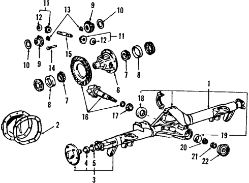 1984 Mercury Marquis Rear Axle, Differential, Propeller Shaft Universal Joints Diagram for C3AZ-4635-J