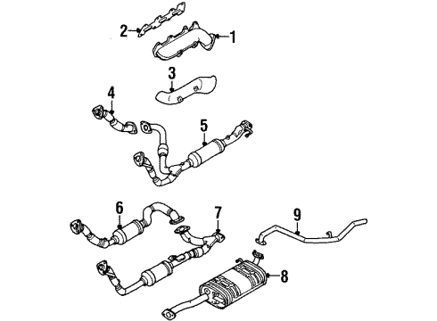 1999 Isuzu Trooper Exhaust Components, Exhaust Manifold Protector, Passenger Side Heat Diagram for 8-97164-276-1