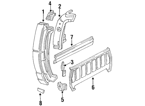 1994 Ford Ranger Back Panel, Exterior Trim, Side Panel & Components Body Side Molding Diagram for XL5Z1029314BPTM