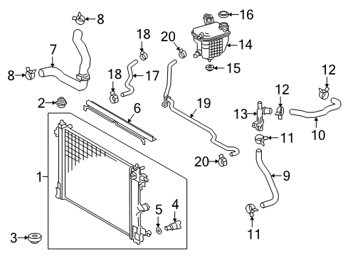 2019 Toyota C-HR Radiator & Components Upper Baffle Diagram for 16594-0T050