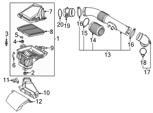 2021 Kia Sorento Air Intake Air Cleaner Assembly Diagram for 28110L0400