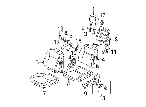 2005 Honda Civic Front Seat Components Pad Assembly, Left Front Seat Cushion Diagram for 81532-S5P-A64