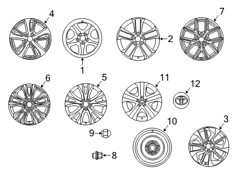 2015 Toyota RAV4 Wheels, Covers & Trim Wheel, Alloy Diagram for 42611-0R150