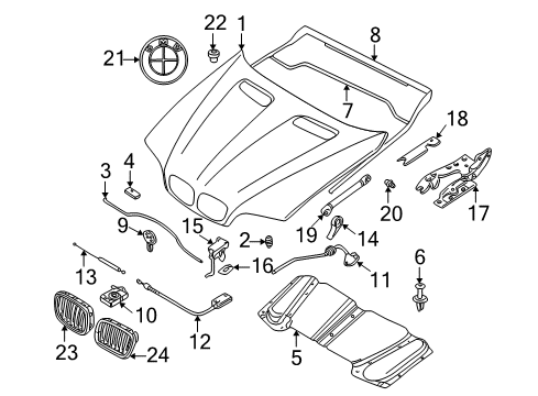 2004 BMW X5 Hood & Components Clip Diagram for 51717006757