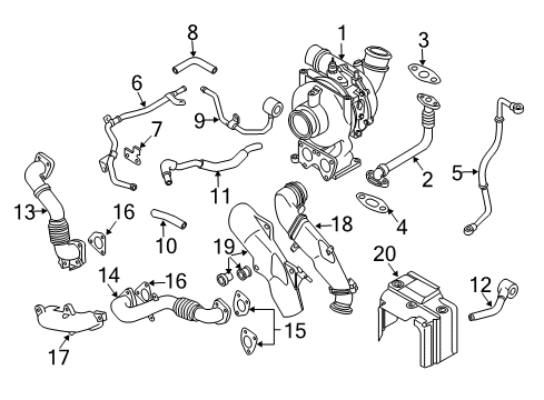2013 Chevrolet Express 2500 Turbocharger Exhaust Pipe Diagram for 12643610