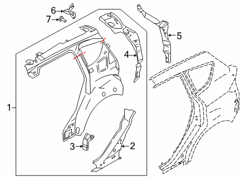 2015 Ford C-Max Inner Structure - Quarter Panel Lower Reinforcement Diagram for DM5Z-5828128-A