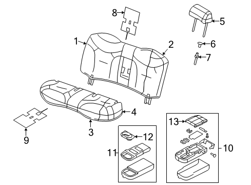 2010 Lincoln Town Car Heated Seats Cup Holder Diagram for 6W1Z-5413562-CC