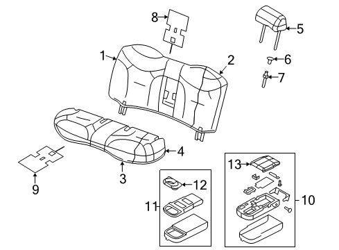 2003 Lincoln Town Car Rear Seat Components Seat Cushion Pad Diagram for 3W1Z54600A88AA