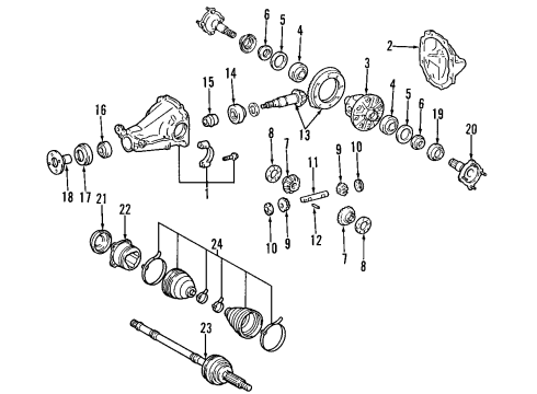 2000 Toyota RAV4 Rear Axle, Axle Shafts & Joints, Differential, Propeller Shaft Case Diagram for 41301-42060