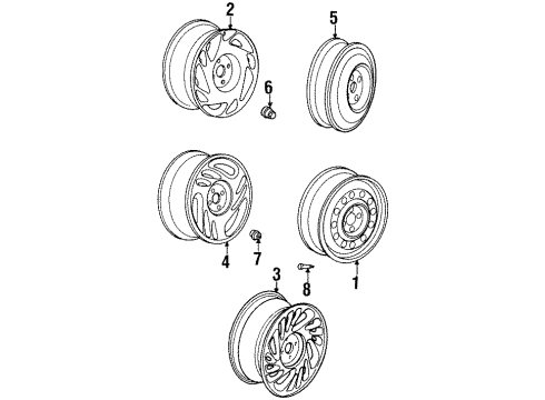 1999 Saturn SC1 Wheels Wheel Rim Diagram for 21012832