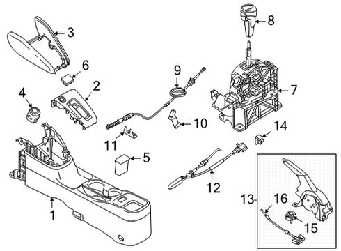 2020 Nissan Versa Center Console Nut Diagram for 01225-00901