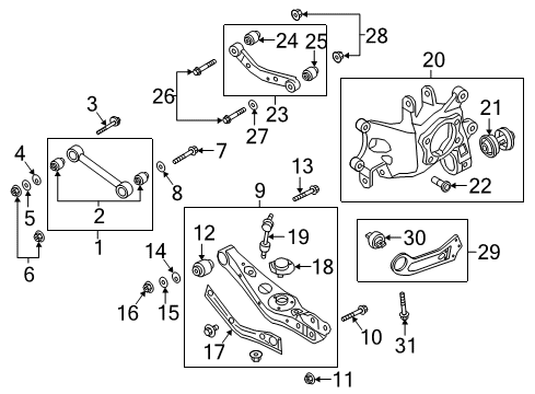 2019 Kia Sportage Rear Suspension Components, Lower Control Arm, Upper Control Arm, Stabilizer Bar Bolt Diagram for 52712-D3000