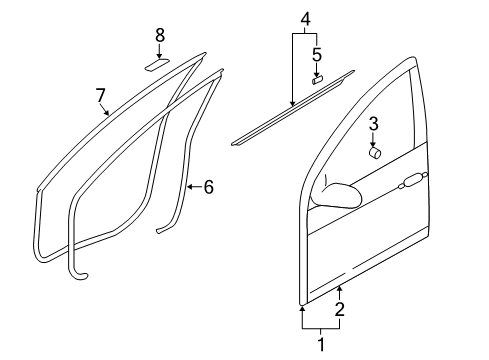 2012 Hyundai Elantra Front Door Weatherstrip-Front Door Body Side LH Diagram for 82110-2H001-CH