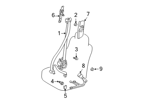 2007 Lexus RX350 Seat Belt Cover, Lap Belt Outer Anchor Diagram for 73233-AA010-A0