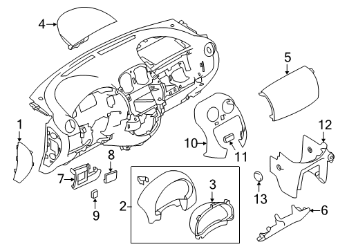 2014 Nissan Versa Cluster & Switches, Instrument Panel Cover RECLINING Device Inner LH Diagram for 68494-3BA0A