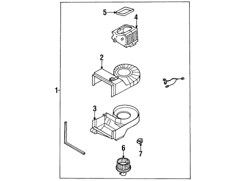 1996 Kia Sportage HVAC Case Blower Unit-W/O Core Diagram for 0K01361140B