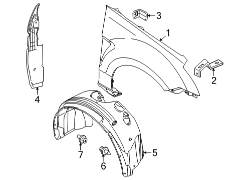 2008 Ford Focus Fender & Components Fender Diagram for 8S4Z-16006-B