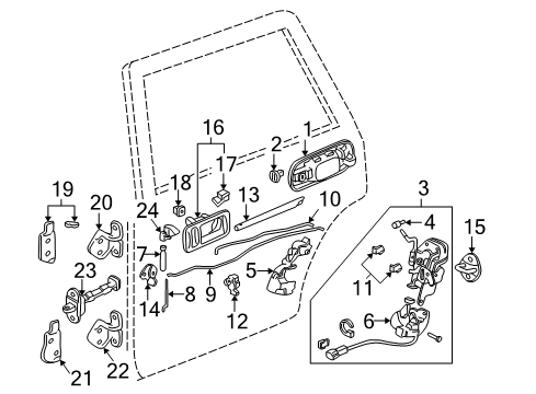 1998 Honda CR-V Rear Door Motor Assembly, Right Rear Window Diagram for 72755-SW3-505