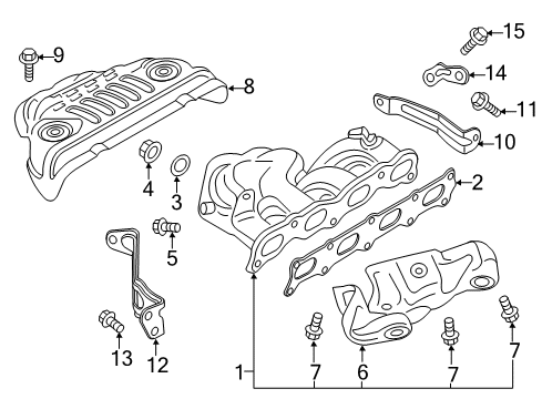 2019 Mitsubishi Outlander Sport Exhaust Manifold Gasket-Exhaust Manifold Diagram for 1555A185