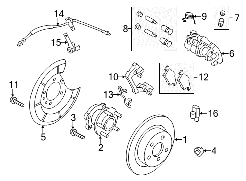2014 Ford Escape Anti-Lock Brakes Caliper Support Diagram for 3M5Z-2B511-A