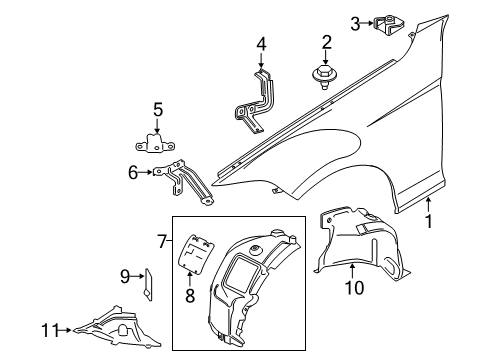 2017 BMW M240i Fender & Components Deflector Lip Left Diagram for 51717260737