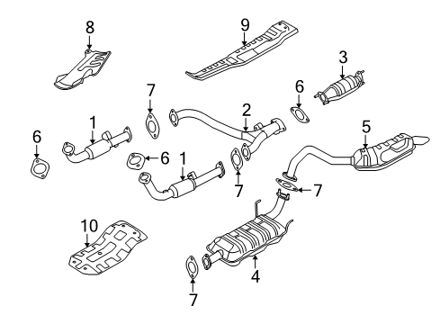 2008 Kia Sorento Exhaust Components Catalytic Converter Assembly Diagram for 289503C500