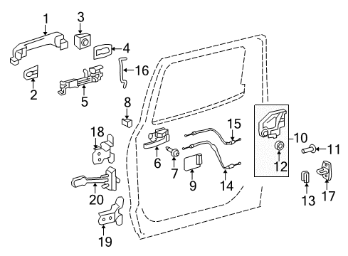 2021 Toyota Tundra Front Door Handle, Inside Diagram for 69206-0C070