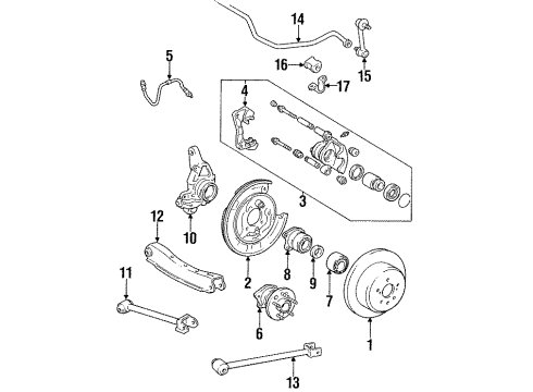 1991 Toyota Celica Rear Brakes Stabilizer Link Bracket Diagram for 48832-20030