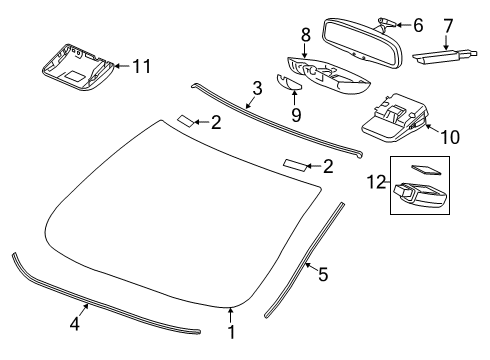 2018 Honda Civic Windshield Glass Mirror Assembly, Rear View Diagram for 76400-SZA-R11