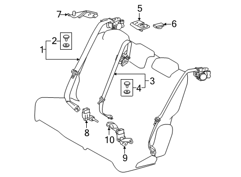 2020 Lexus RX450h Seat Belt Center Seat Belt Cover Diagram for 73373-48080-C1